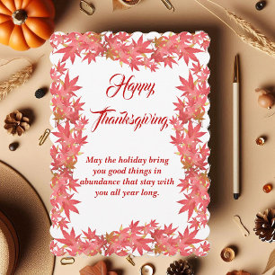 Cartes Pour Fêtes Annuelles Bon thanksgiving Aquarelle Pêche Feuilles d'érable