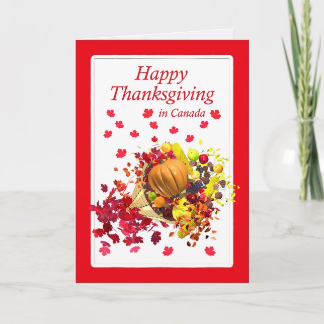 Cartes Pour Fêtes Annuelles Bon thanksgiving au Canada Cornucopia (Devant)