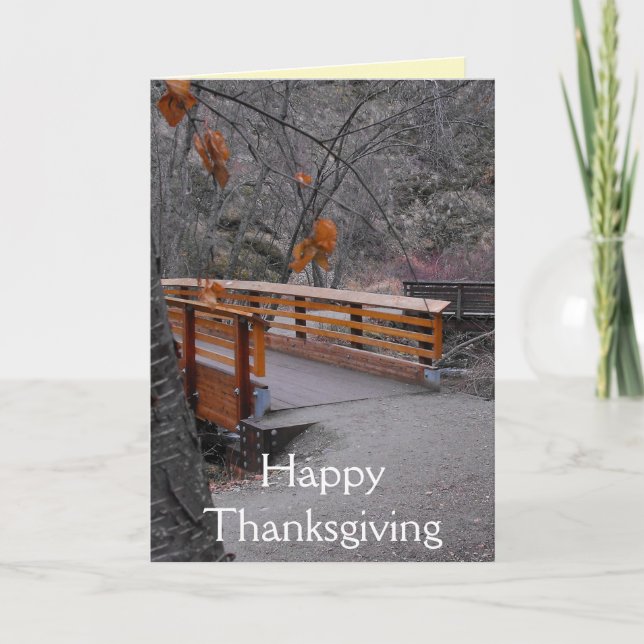 Cartes Pour Fêtes Annuelles Bon thanksgiving Automne Couleur Feuille Pont (Devant)