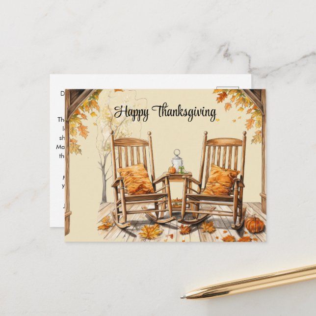 Cartes Pour Fêtes Annuelles bon thanksgiving automne feuilles automne (Devant/Arrière en situation)