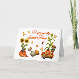 Cartes Pour Fêtes Annuelles Bon thanksgiving Automne Feuilles Citrouille & Tur