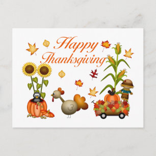 Cartes Pour Fêtes Annuelles bon thanksgiving Automne Feuilles Citrouille & Tur