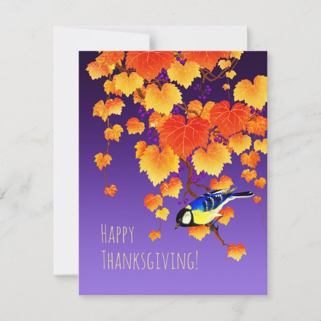 Cartes Pour Fêtes Annuelles Bon thanksgiving Automne Vigne de raisin Grande Ti (Devant)