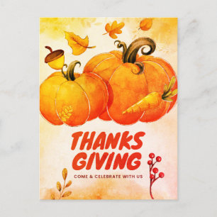 Cartes Pour Fêtes Annuelles bon thanksgiving avec Citrouille et Feuille Automn