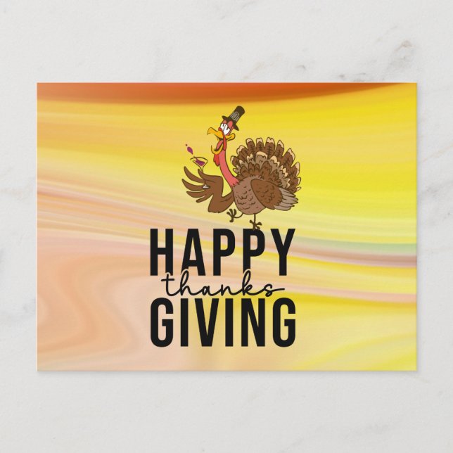 Cartes Pour Fêtes Annuelles Bon thanksgiving avec vin de gorgée de Turquie drô (Devant)