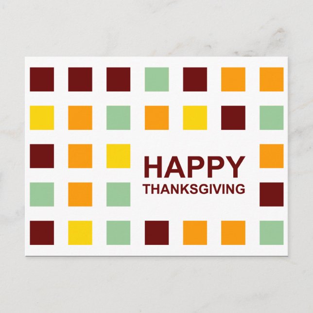 Cartes Pour Fêtes Annuelles bon thanksgiving (carrés modernes) (Devant)
