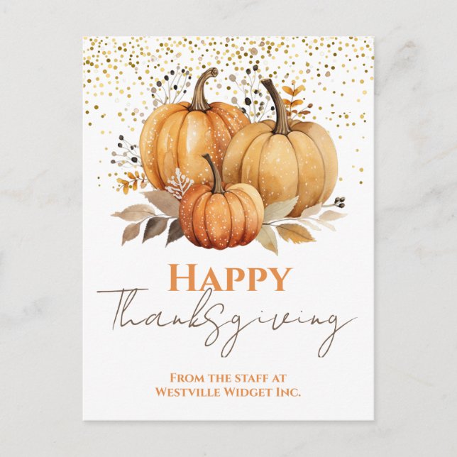 Cartes Pour Fêtes Annuelles Bon thanksgiving Citrouille (Devant)