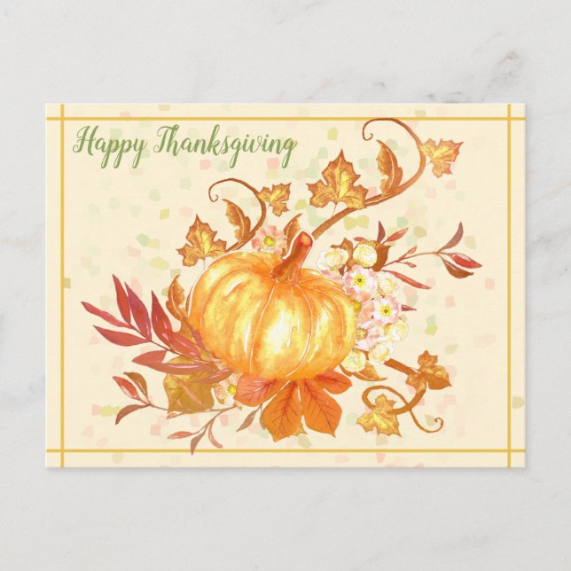 Cartes Pour Fêtes Annuelles Bon thanksgiving Citrouille Art Feuille (Devant)