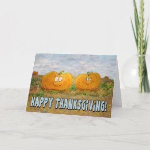 Cartes Pour Fêtes Annuelles bon thanksgiving Citrouille Couple Paire Whimsical