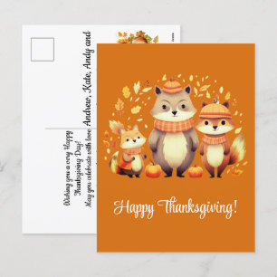 Cartes Pour Fêtes Annuelles Bon thanksgiving Citrouille de la famille Fox