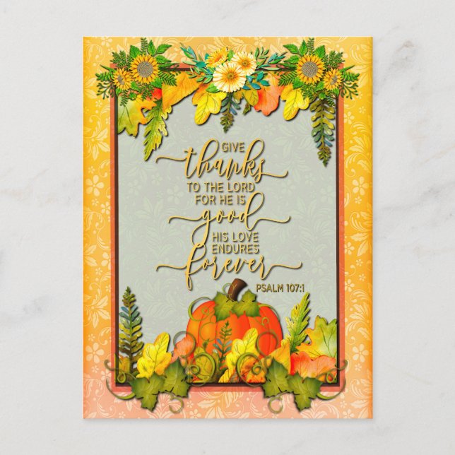 Cartes Pour Fêtes Annuelles Bon thanksgiving Citrouille Feuille Automne (Devant)