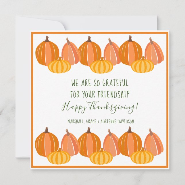 Cartes Pour Fêtes Annuelles Bon thanksgiving Citrouille moderne (Devant)