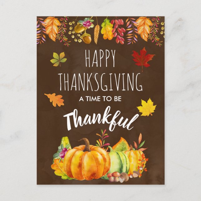 Cartes Pour Fêtes Annuelles Bon thanksgiving Citrouilles et feuillage d'automn (Devant)