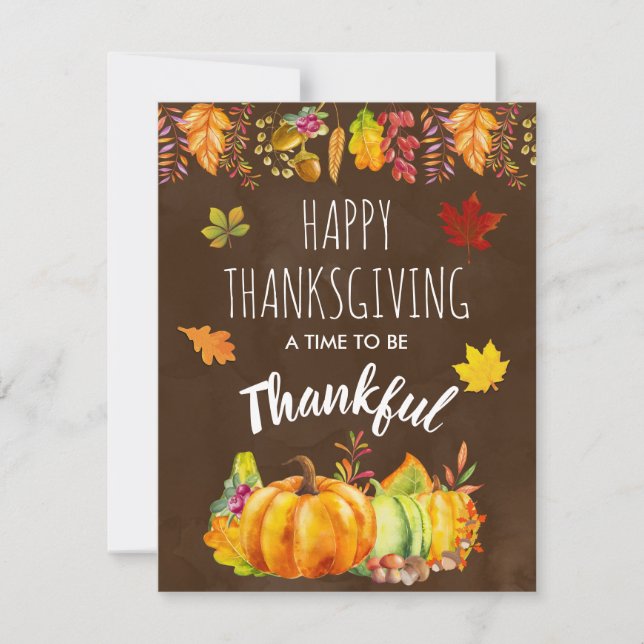 Cartes Pour Fêtes Annuelles Bon thanksgiving Citrouilles et feuillage d'automn (Devant)