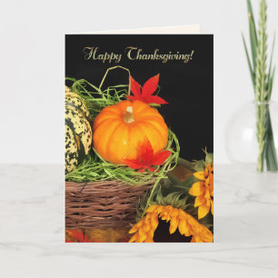Cartes Pour Fêtes Annuelles Bon thanksgiving. Citrouilles et tournesols