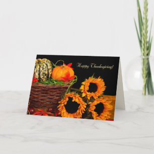 Cartes Pour Fêtes Annuelles Bon thanksgiving. Citrouilles et tournesols