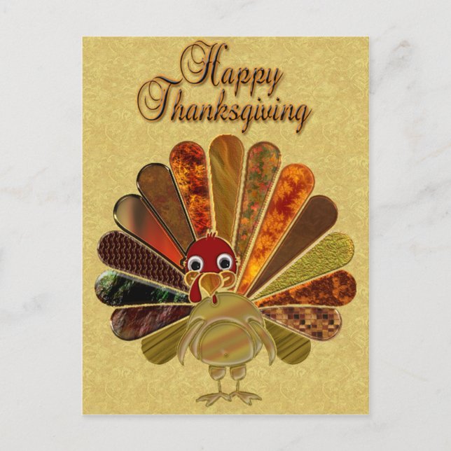 Cartes Pour Fêtes Annuelles Bon thanksgiving coloré Turquie (Devant)