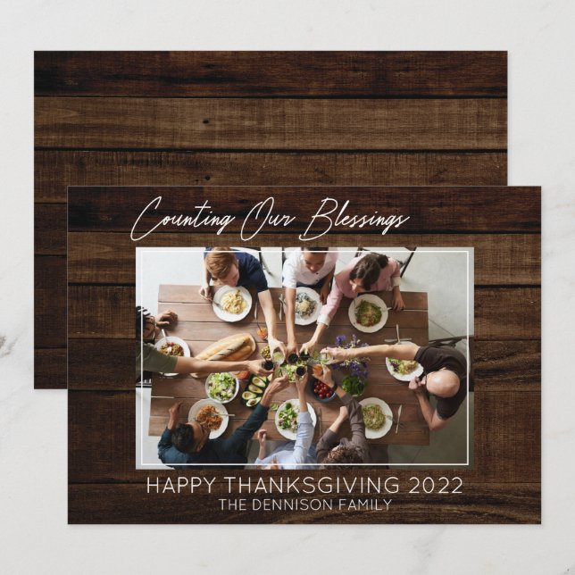Cartes Pour Fêtes Annuelles Bon thanksgiving - Compter nos bénédictions 1 Phot (Devant / Derrière)