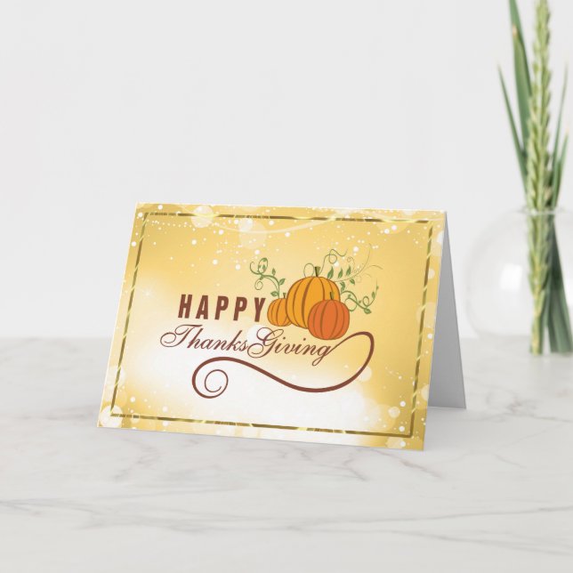 Cartes Pour Fêtes Annuelles Bon thanksgiving Conception De Texte Avec Citrouil (Devant)
