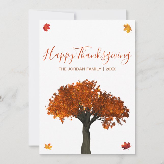 Cartes Pour Fêtes Annuelles Bon thanksgiving customisé Feuilles d'automne (Devant)