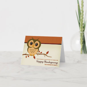 Cartes Pour Fêtes Annuelles Bon thanksgiving Cutie Owl