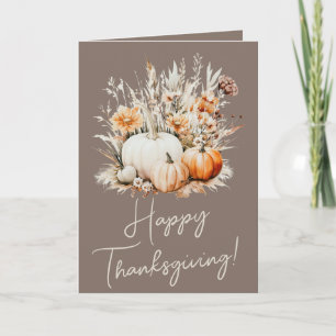 Cartes Pour Fêtes Annuelles Bon thanksgiving d'aquarelle Citrouilles d'herbe s