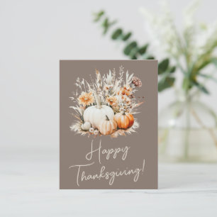 Cartes Pour Fêtes Annuelles Bon thanksgiving d'aquarelle Citrouilles d'herbe s