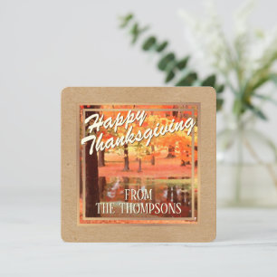Cartes Pour Fêtes Annuelles Bon thanksgiving d'aquarelle de forêt personnalisé