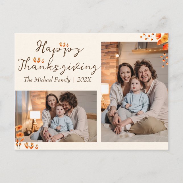 Cartes Pour Fêtes Annuelles Bon thanksgiving d'arbres d'automne | Famille deux (Devant)