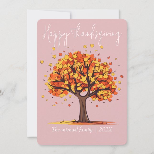 Cartes Pour Fêtes Annuelles bon thanksgiving d'arbres d'automne | Famille et a (Devant)