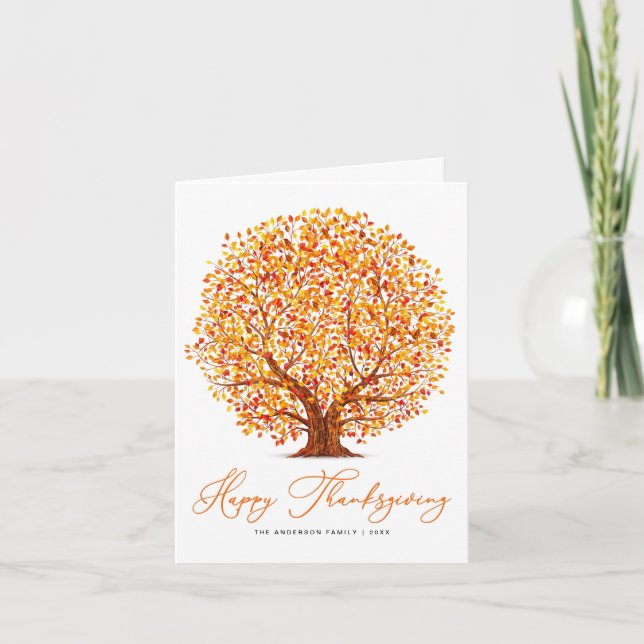 Cartes Pour Fêtes Annuelles bon thanksgiving d'arbres d'automne rustique (Devant)