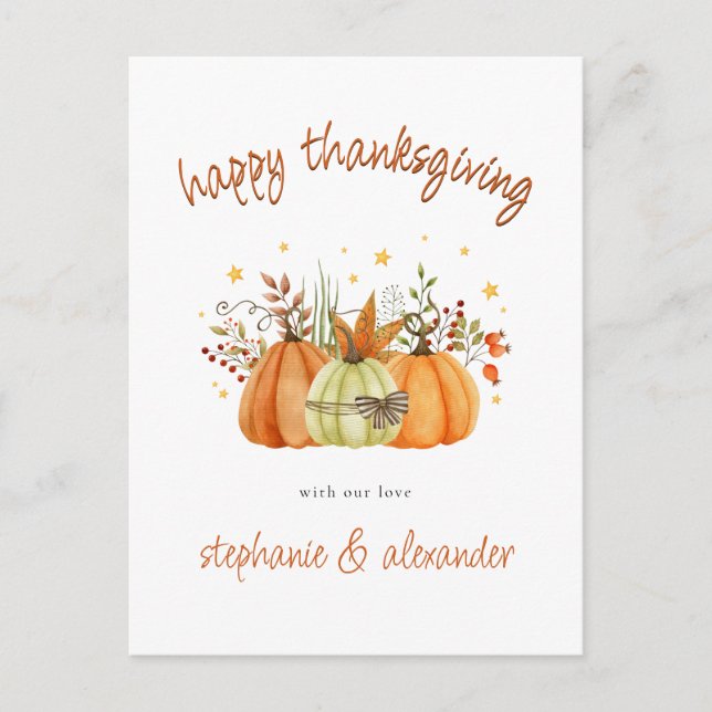 Cartes Pour Fêtes Annuelles Bon thanksgiving d'automne Citrouille moderne (Devant)