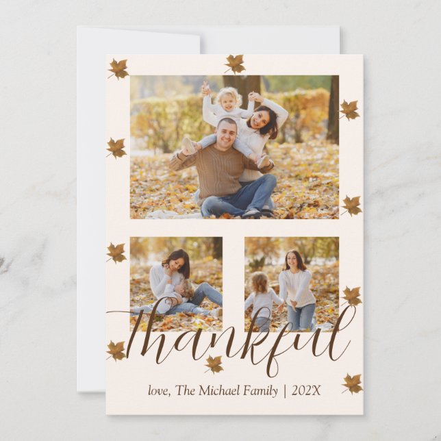 Cartes Pour Fêtes Annuelles bon thanksgiving d'automne | Collage photo de fami (Devant)