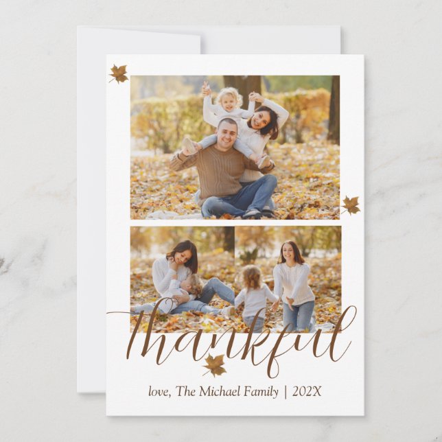 Cartes Pour Fêtes Annuelles bon thanksgiving d'automne | Collage photo de fami (Devant)