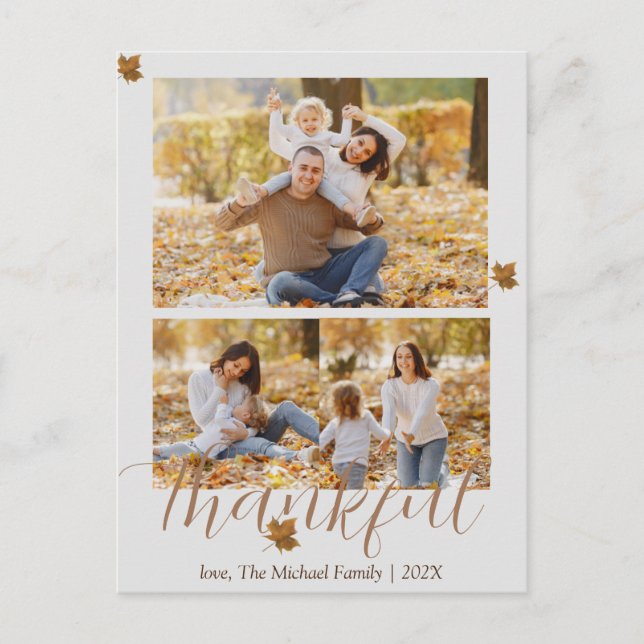 Cartes Pour Fêtes Annuelles bon thanksgiving d'automne | Collage photo de fami (Devant)