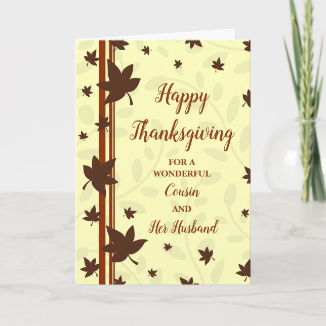 Cartes Pour Fêtes Annuelles Bon thanksgiving d'automne Cousin et son mari (Devant)