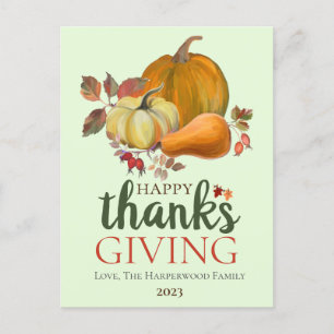 Cartes Pour Fêtes Annuelles Bon thanksgiving d'automne de la récolte de l'aqua