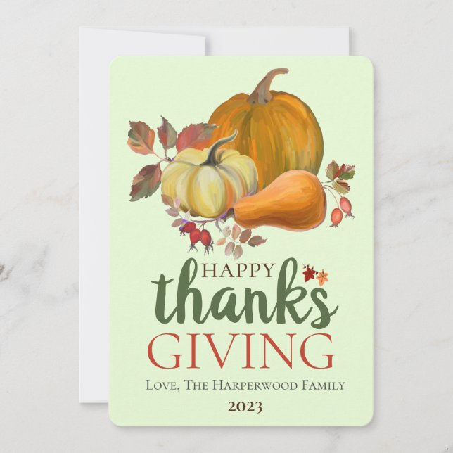 Cartes Pour Fêtes Annuelles Bon thanksgiving d'automne de la récolte de l'aqua (Devant)