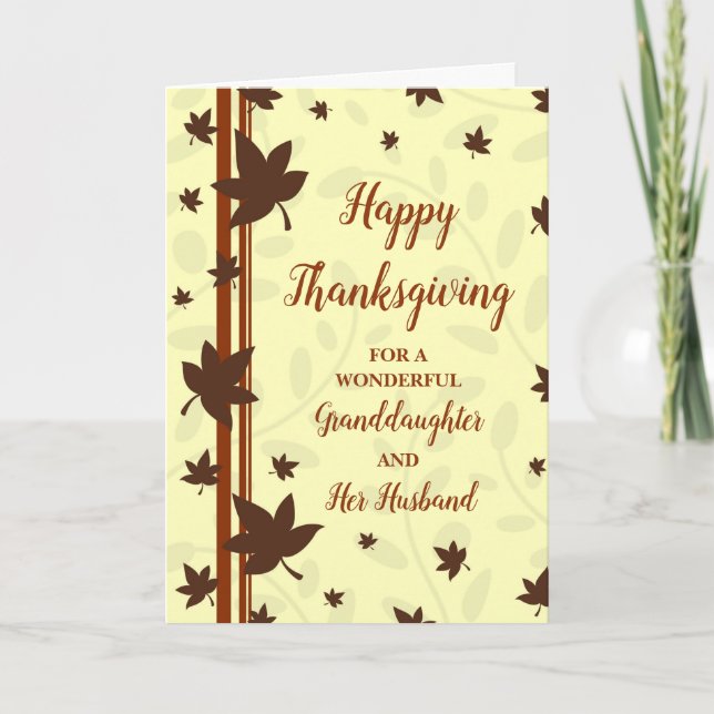 Cartes Pour Fêtes Annuelles Bon thanksgiving d'automne, petite-fille et mari (Devant)