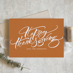 Cartes Pour Fêtes Annuelles Bon thanksgiving de calligraphie moderne Orange