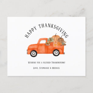 Cartes Pour Fêtes Annuelles Bon thanksgiving de Citrouille de camion rustique