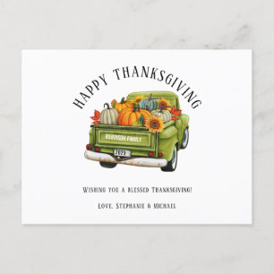 Cartes Pour Fêtes Annuelles Bon thanksgiving de Citrouille de camion rustique