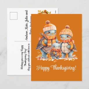 Cartes Pour Fêtes Annuelles Bon thanksgiving de la famille des tortues