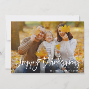 Cartes Pour Fêtes Annuelles Bon thanksgiving de lettrage de brosse blanche