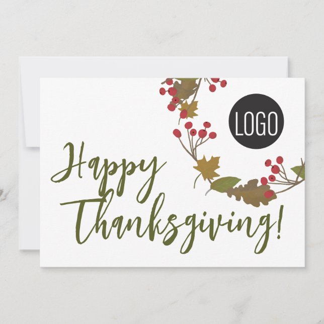 Cartes Pour Fêtes Annuelles Bon thanksgiving de logo personnalisé de l'entrepr (Devant)
