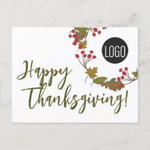 Cartes Pour Fêtes Annuelles Bon thanksgiving de logo personnalisé de l'entrepr
