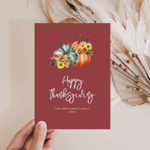 Cartes Pour Fêtes Annuelles bon thanksgiving de marron de récolte d'automne