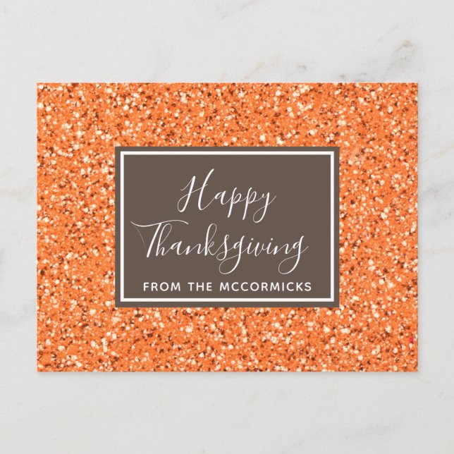 Cartes Pour Fêtes Annuelles Bon thanksgiving de Parties scintillant orange d'a (Devant)