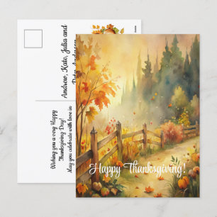 Cartes Pour Fêtes Annuelles Bon thanksgiving de paysage de automne rustique