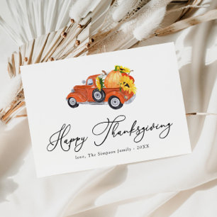 Cartes Pour Fêtes Annuelles bon thanksgiving de script de camion citrouille